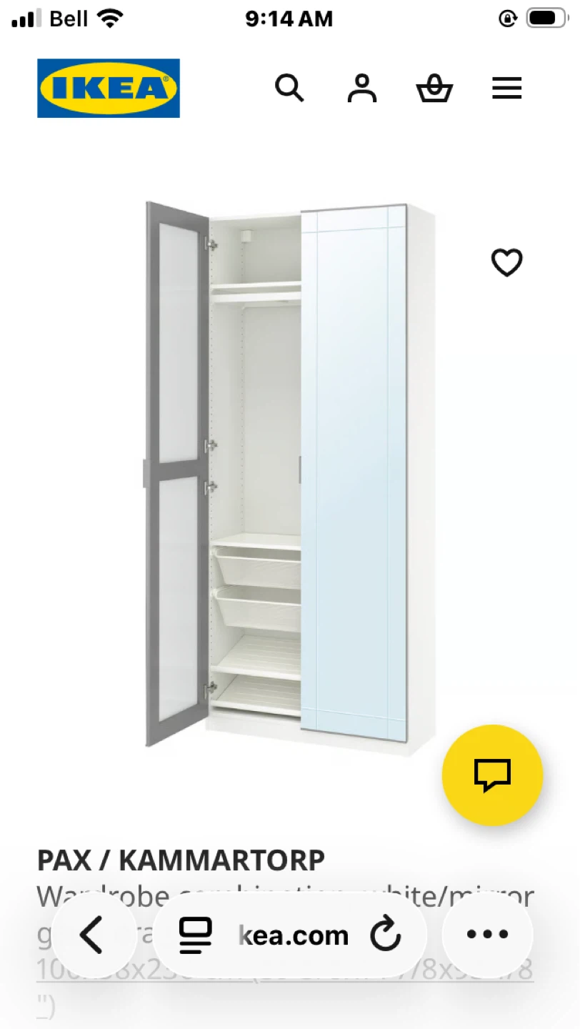IKEA PAX / KAMMARTORP Wardrobe White/Mirror