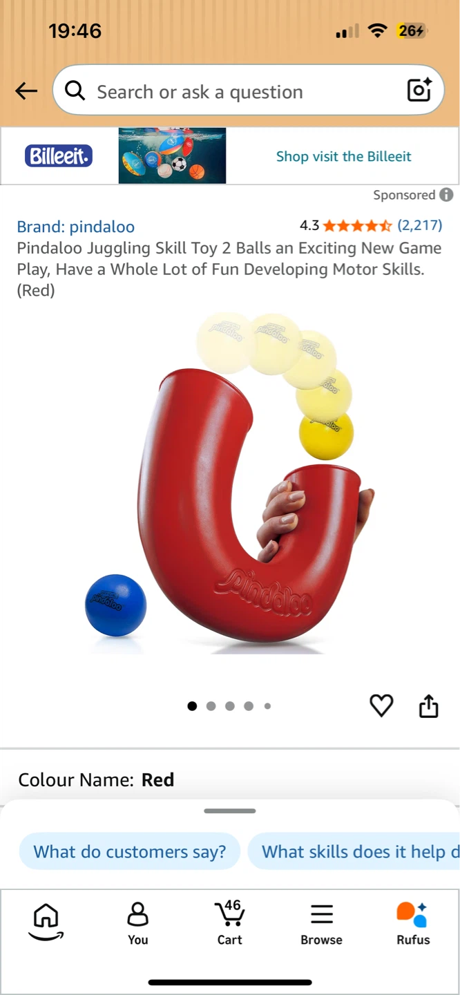 Pindaloo Juggling Skill Toy 2 Balls (Red)