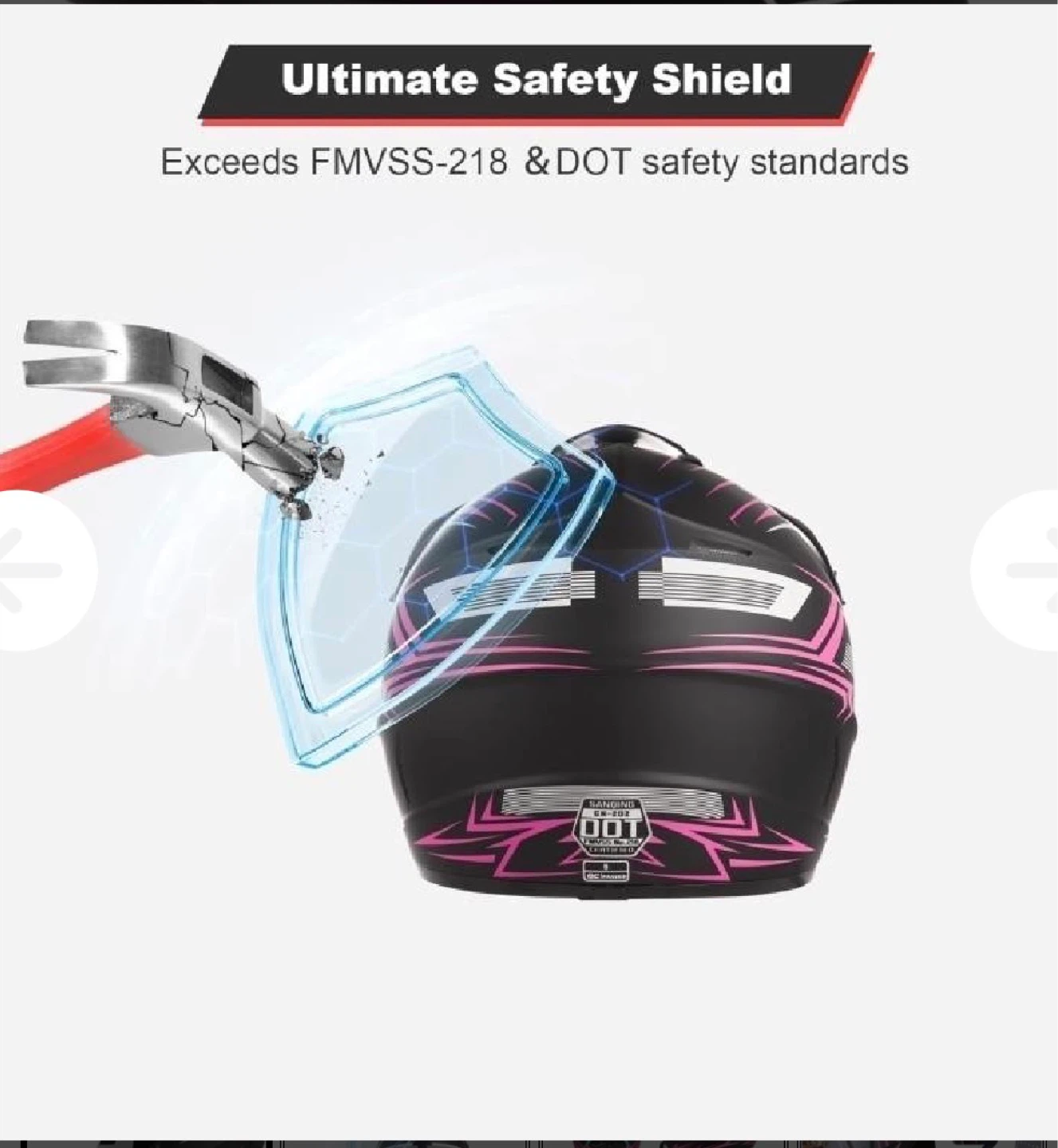 Black & Pink Motocross Helmet with Goggles, Gloves, and Mask - photo 2