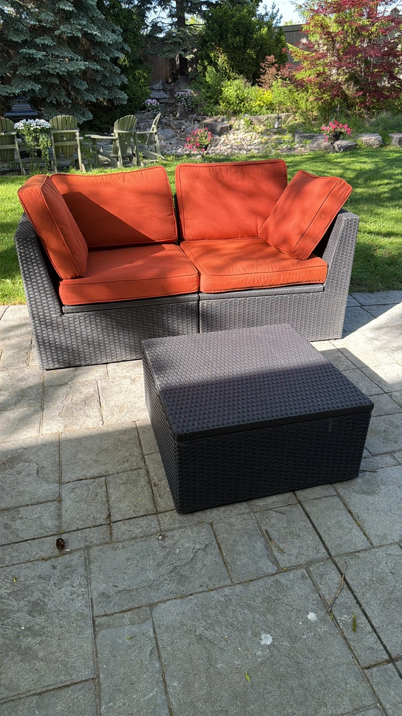 Wicker Patio Loveseat and Ottoman Set