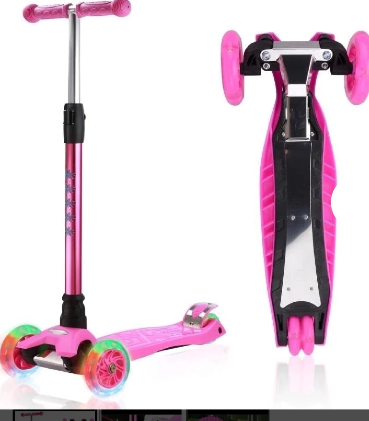 Pink 3-Wheel Scooter with Light-Up Wheels