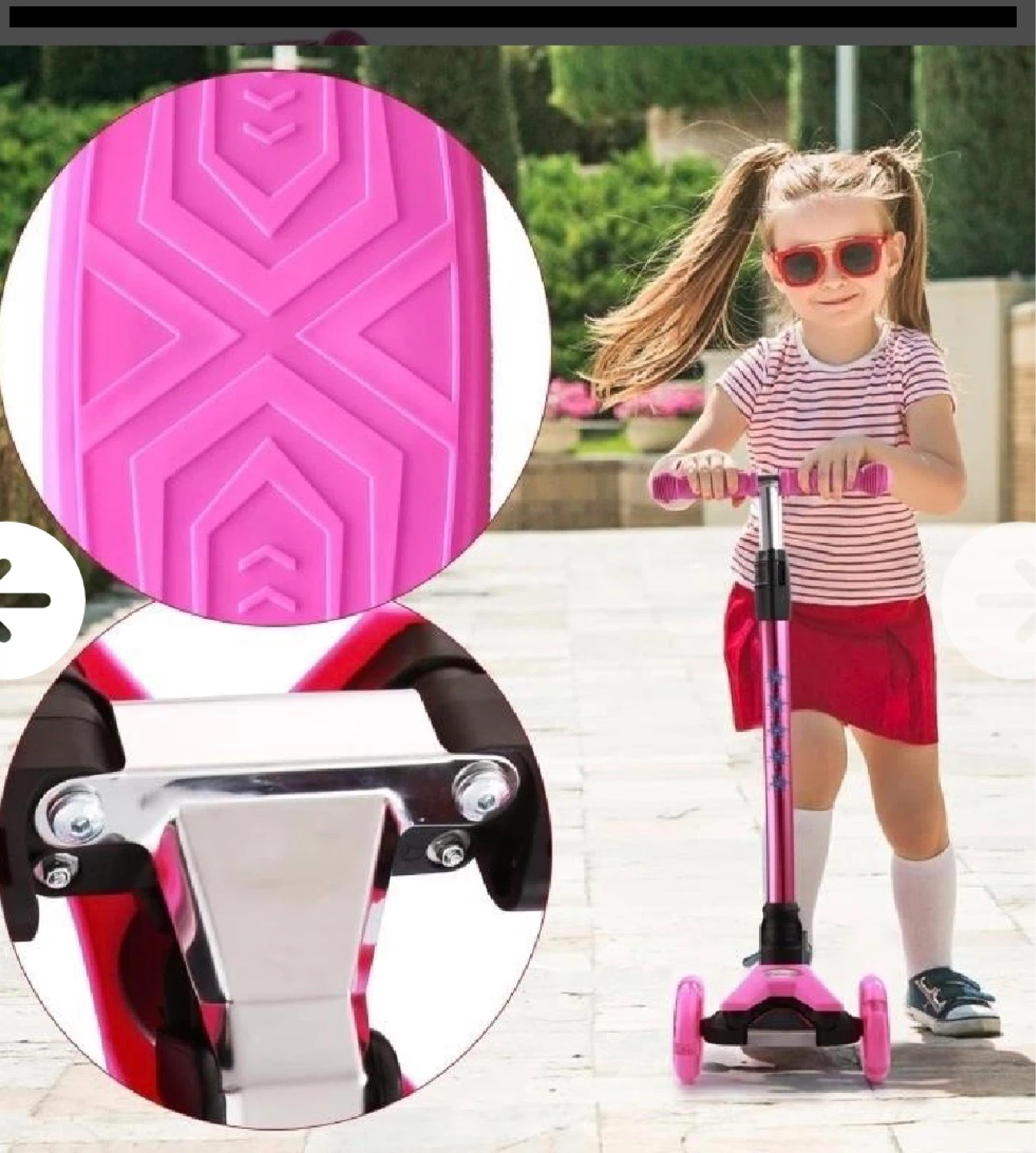 Pink 3-Wheel Scooter with Light-Up Wheels - photo 3