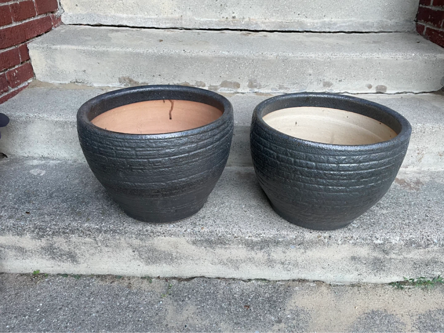 Pair of Textured Black Planters