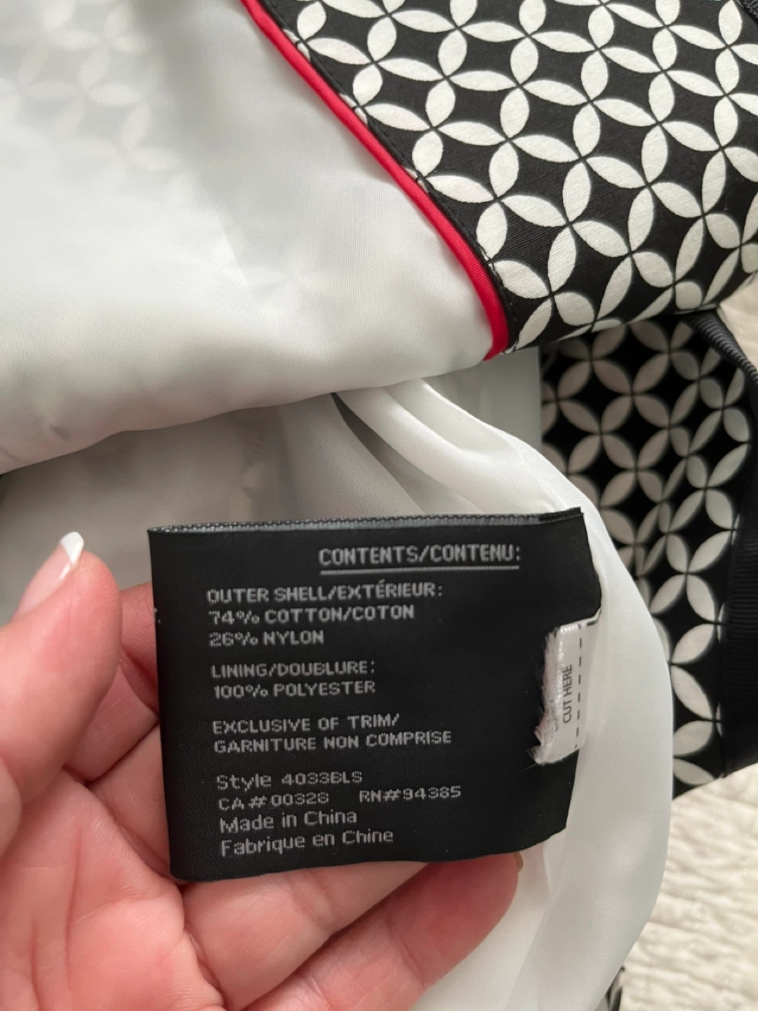 Black and White Geometric Print Jacket Size 12 - photo 4