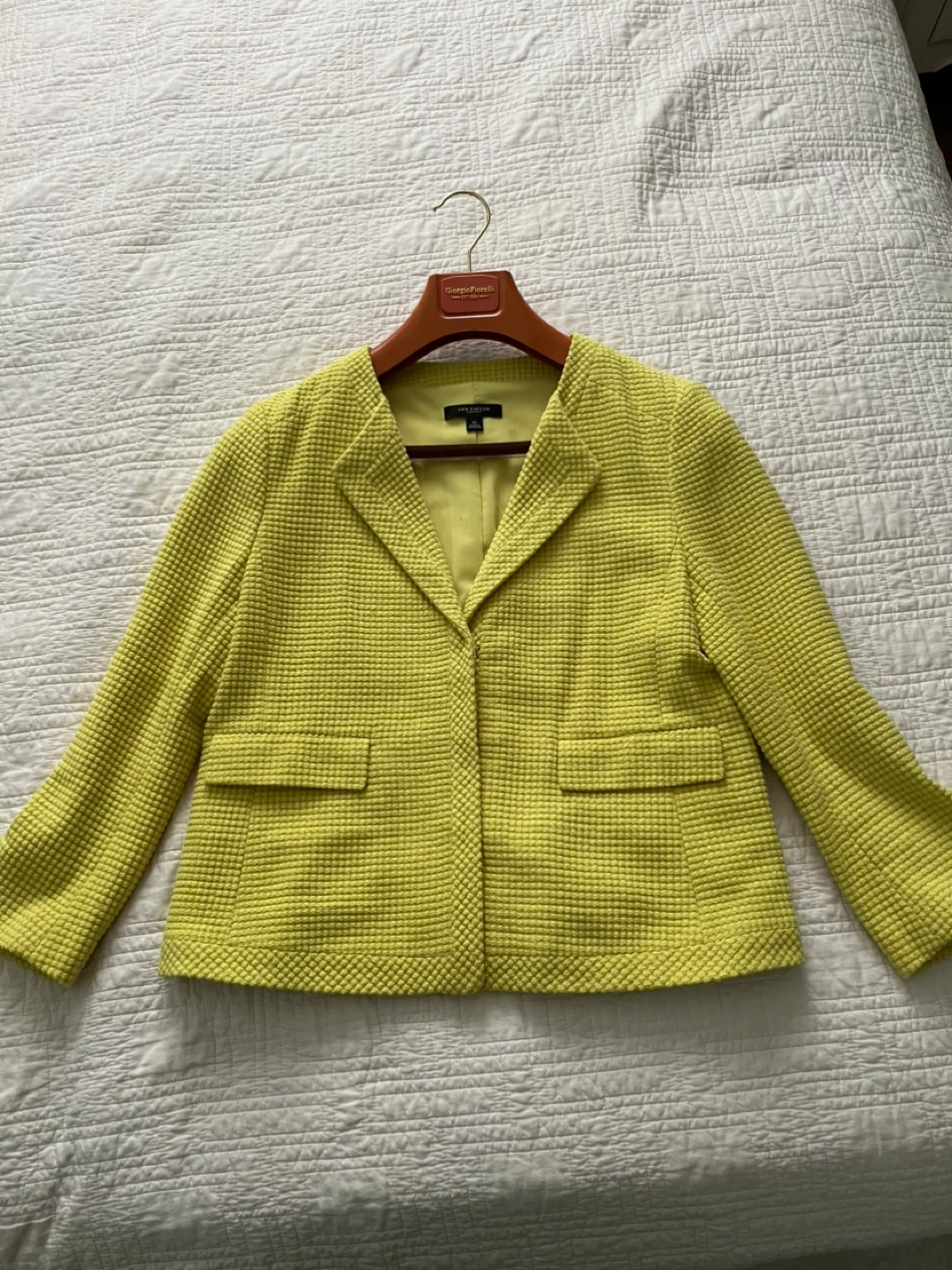 Ann Taylor Women's Blazer - Size 12 - Yellow Textured