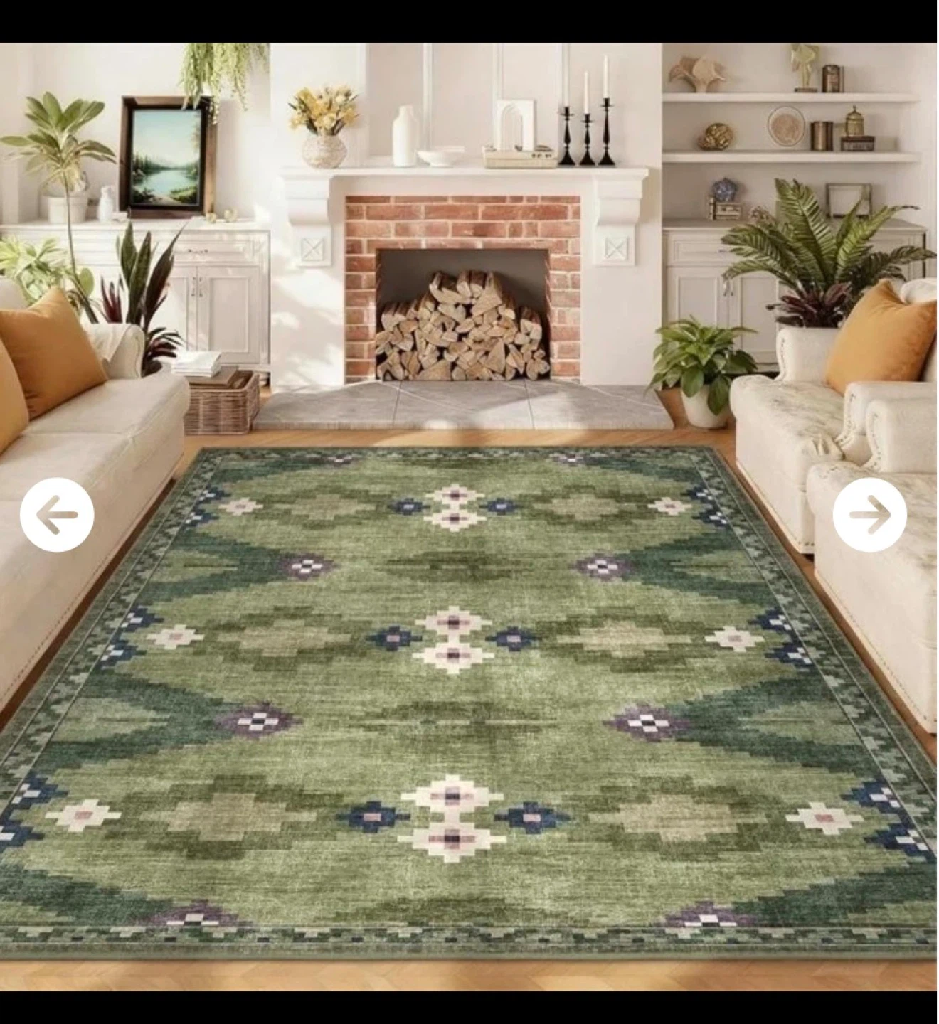 5’x7’Green Southwestern Area Rug