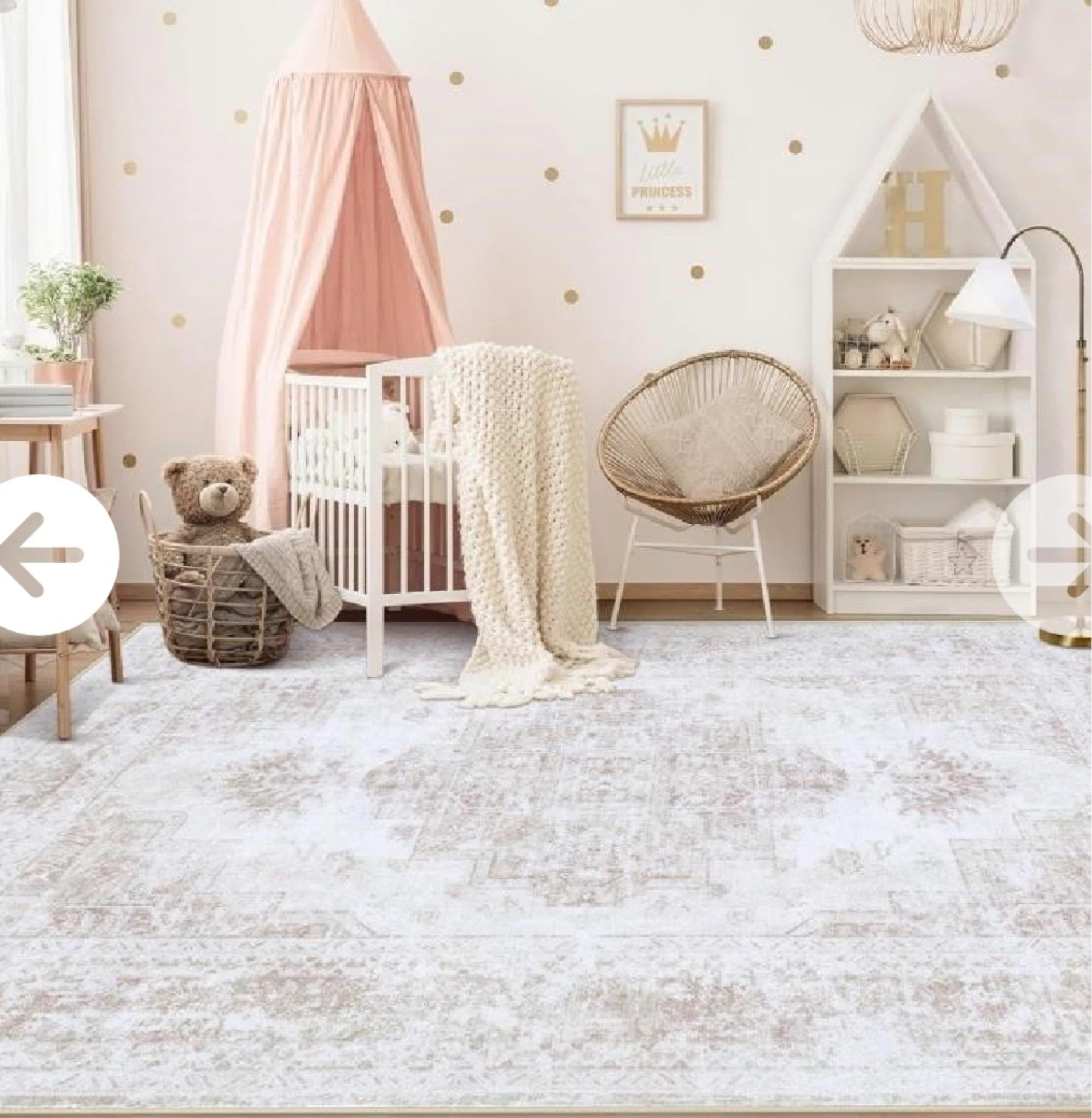 Persian Style Area Rug - White & Beige - photo 3
