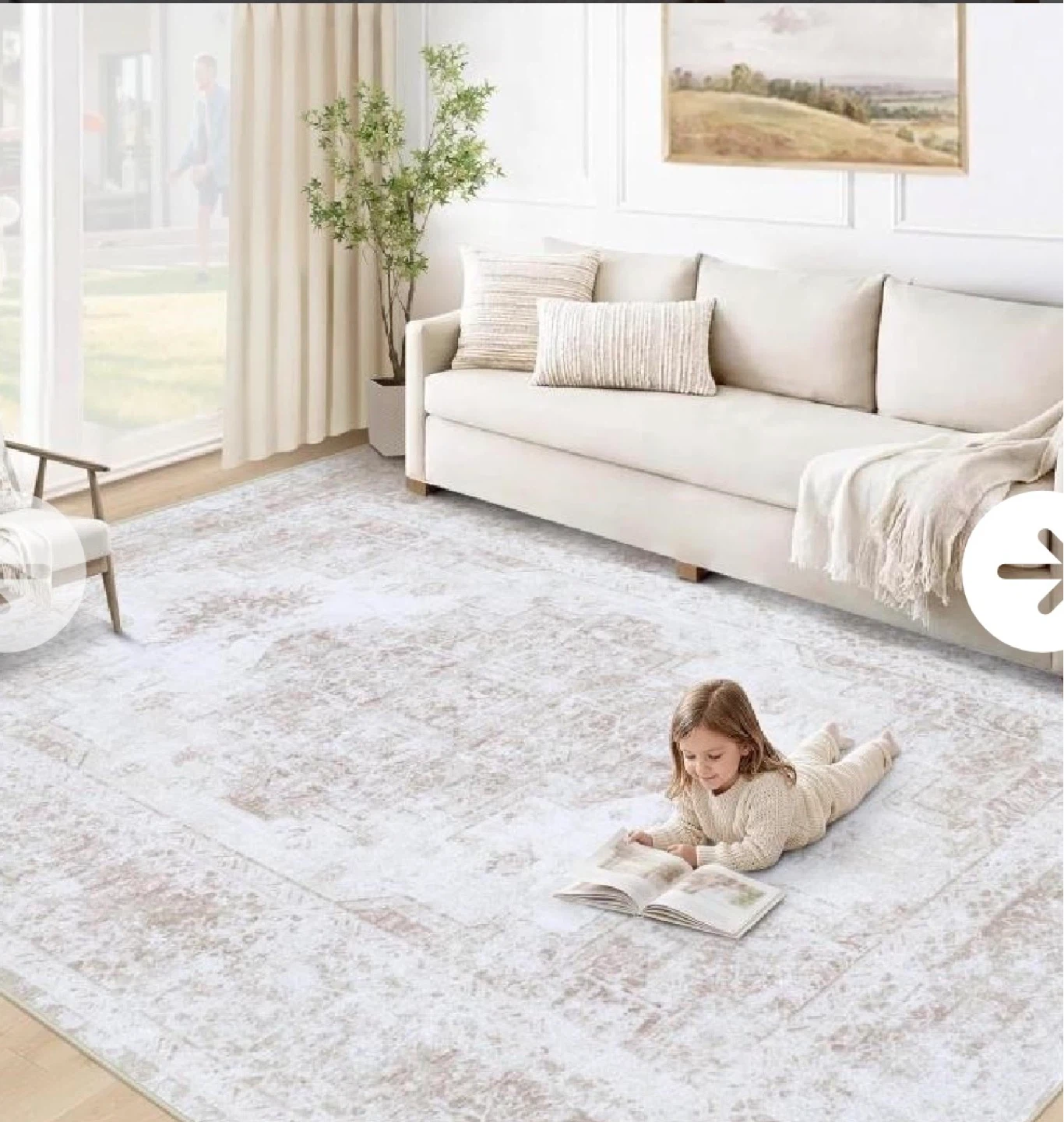 Persian Style Area Rug - White & Beige