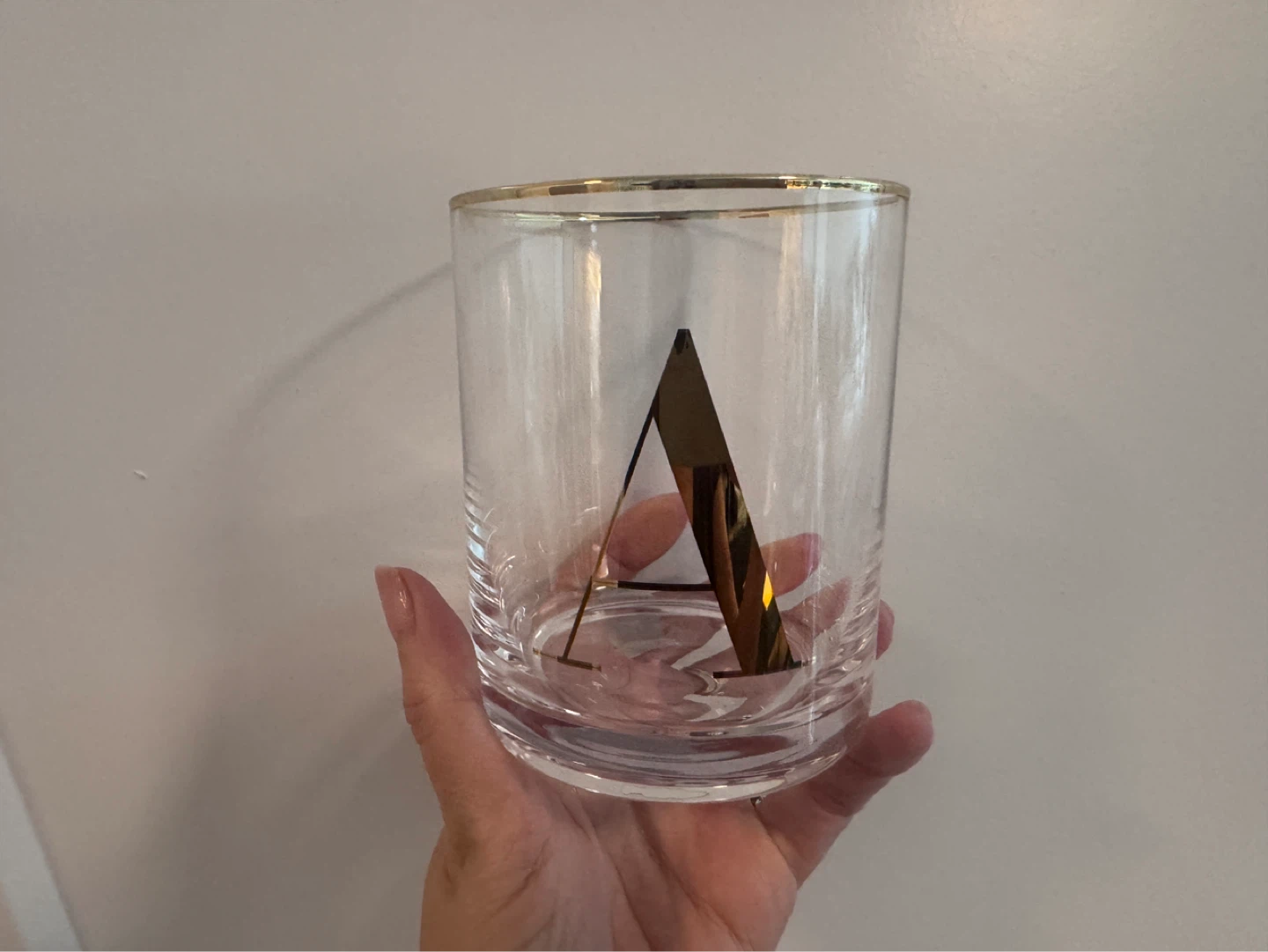 Set of 2 -Glasses with gold rim and "A" initial
