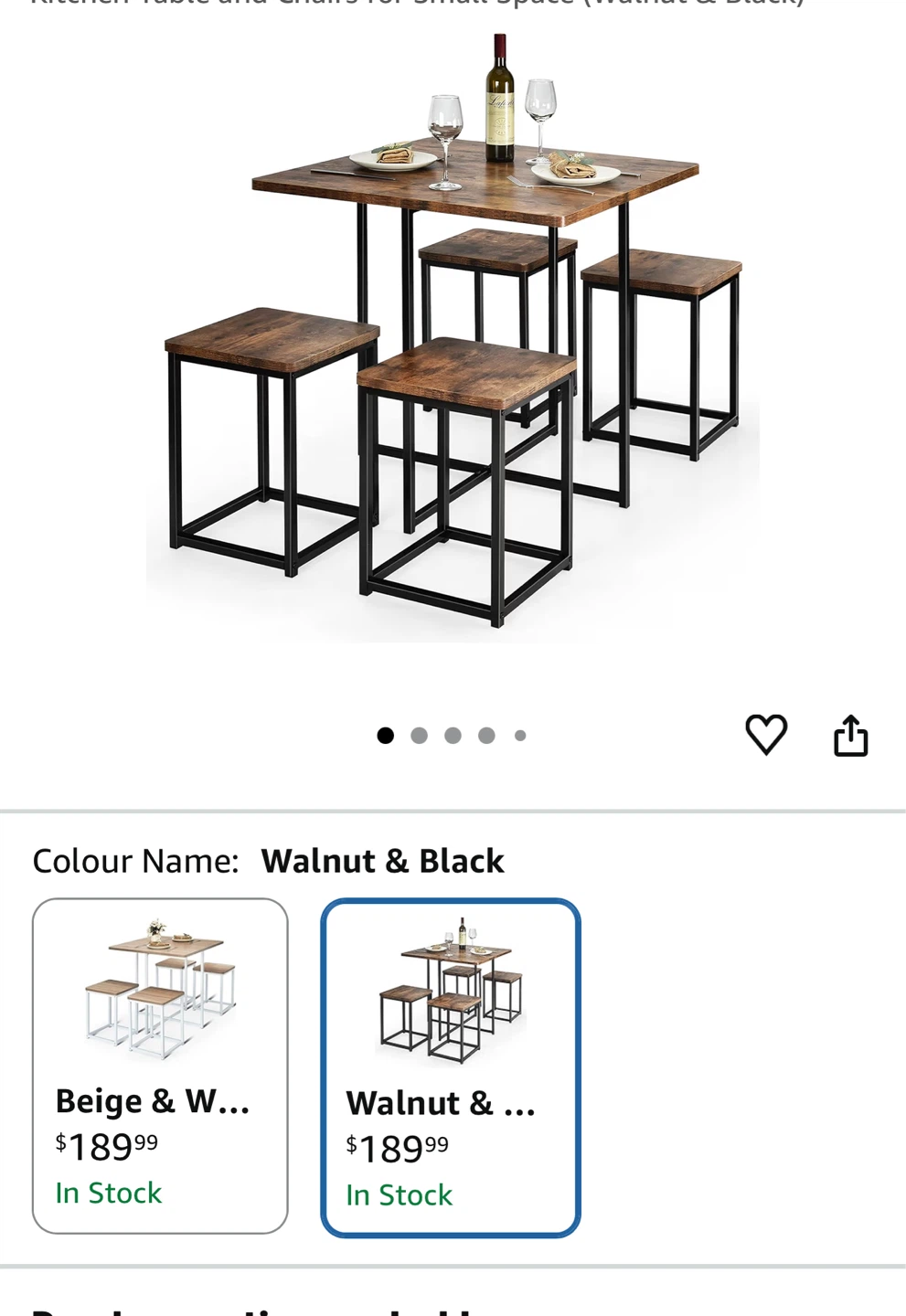 Wood Dining Table with 4 Stools - photo 5