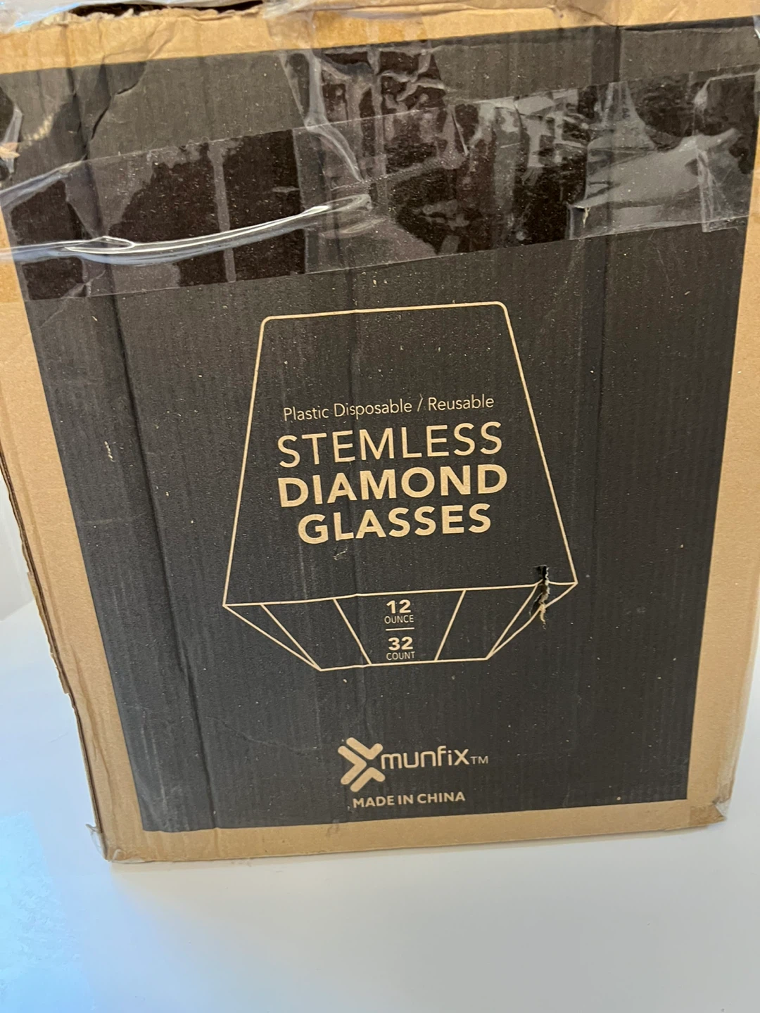 Munfix Stemless Diamond Glasses (32 Count)