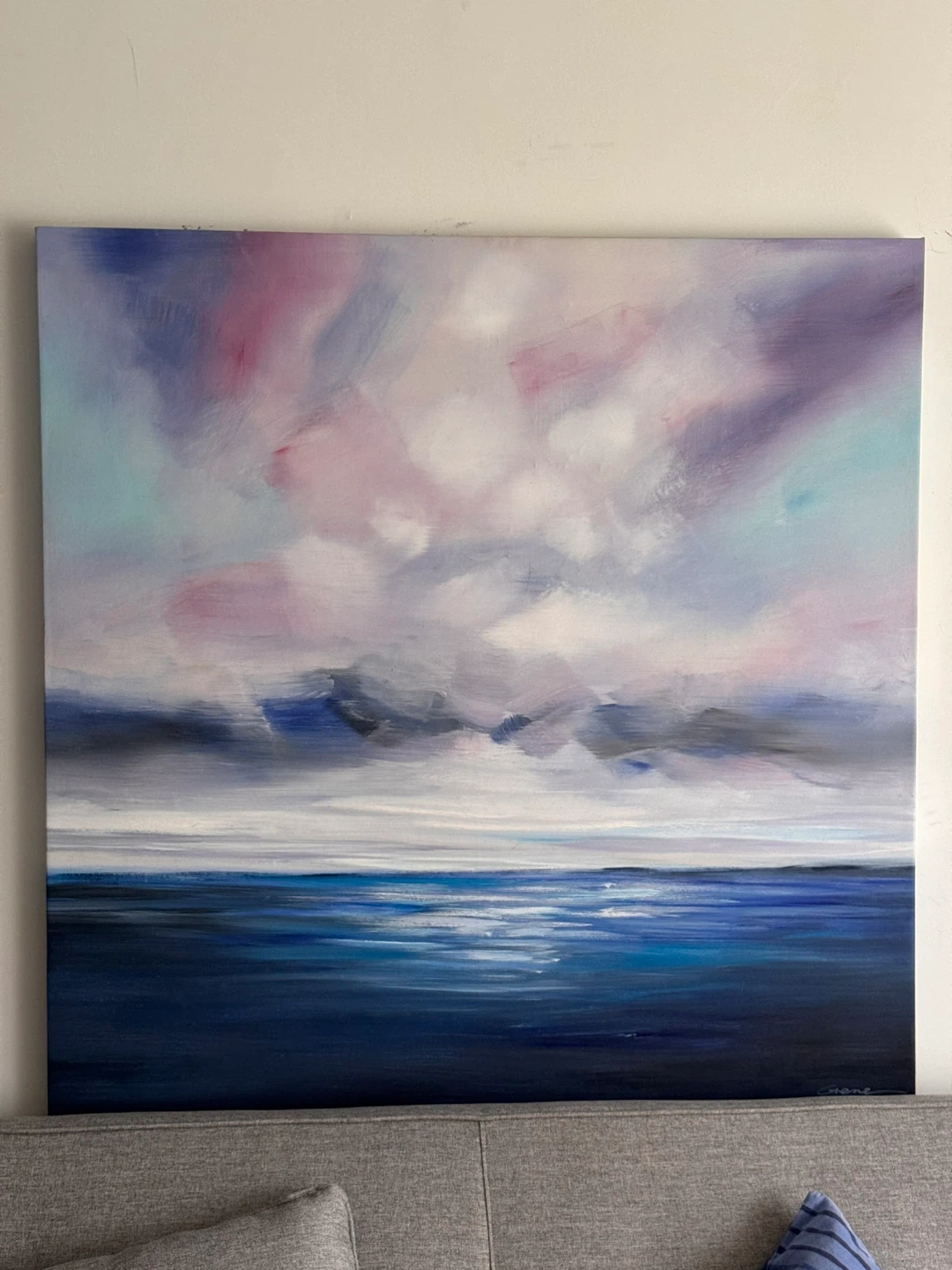 Large Abstract Seascape Canvas Painting 39”x39”