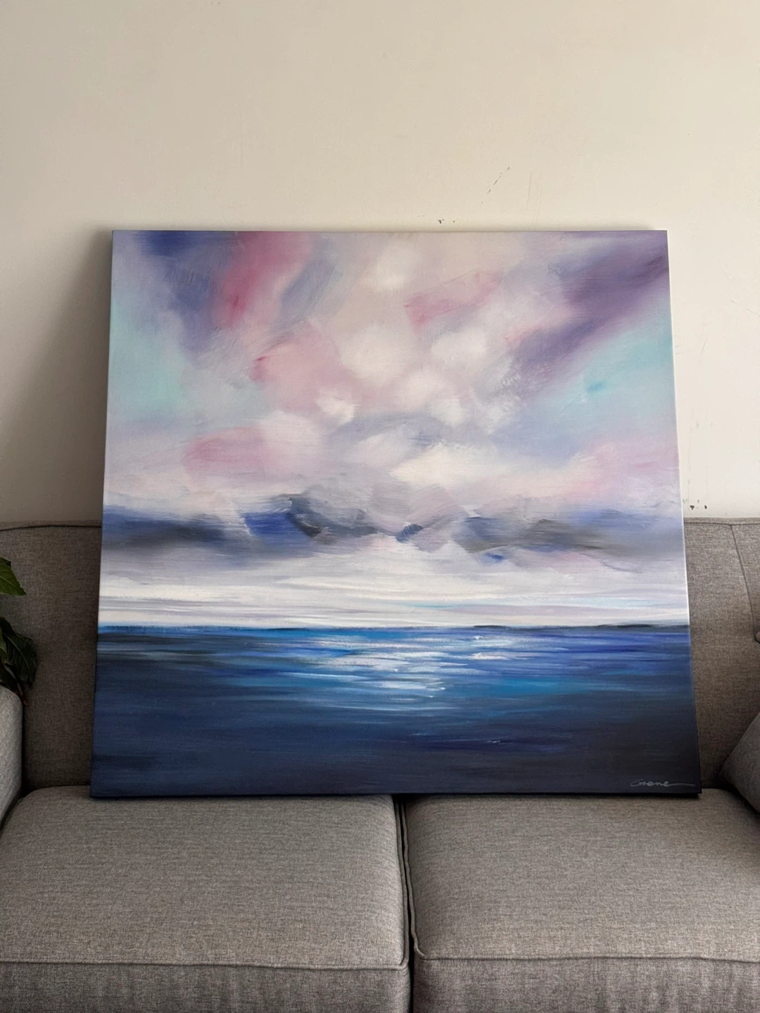 Large Abstract Seascape Canvas Painting 39”x39” - photo 3