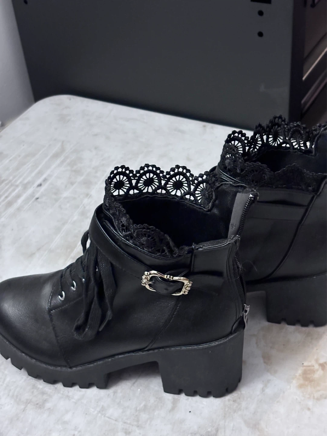 Black Lace Combat Boots