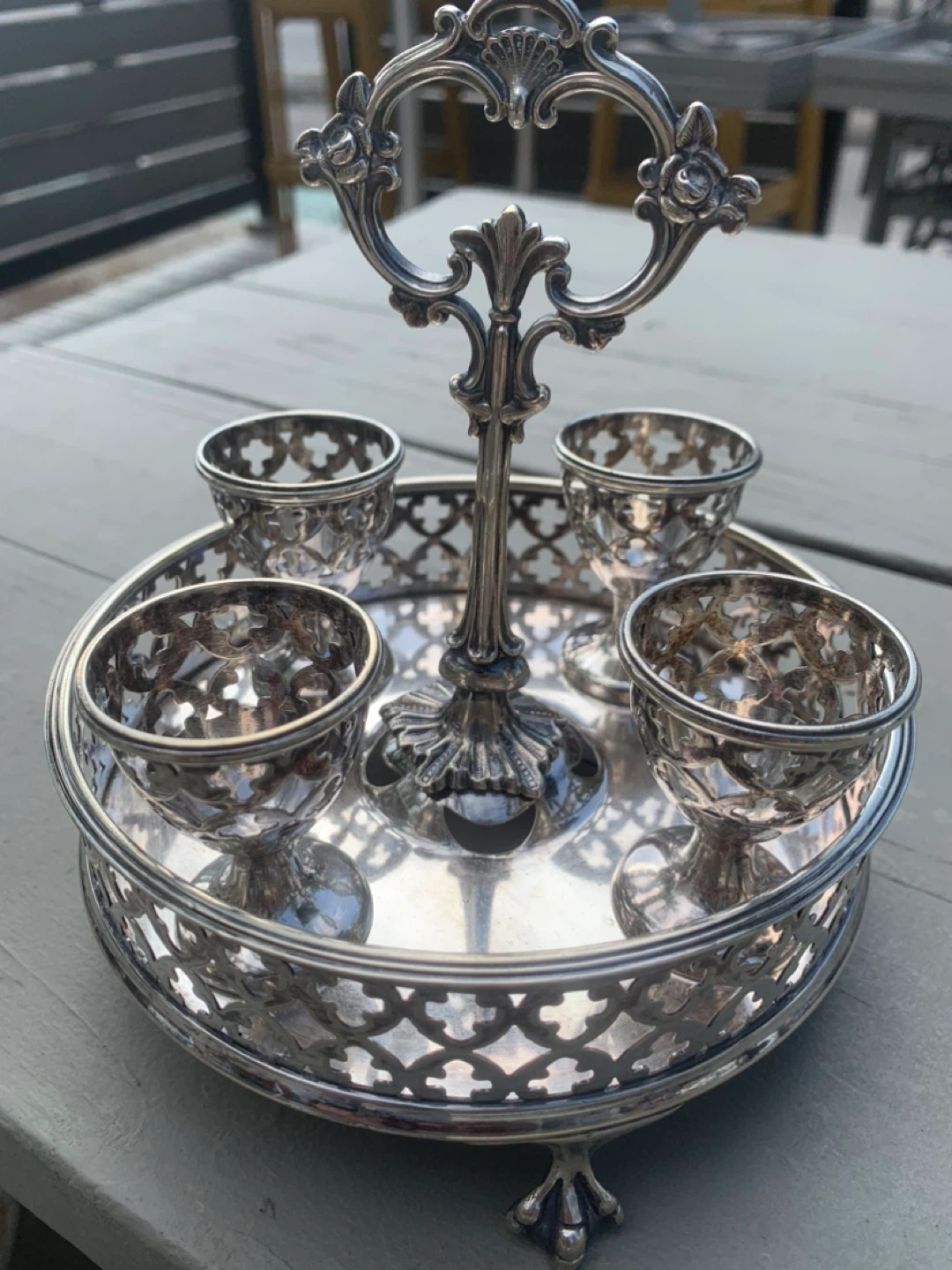 Silver-plated Egg Cup Holder Tray