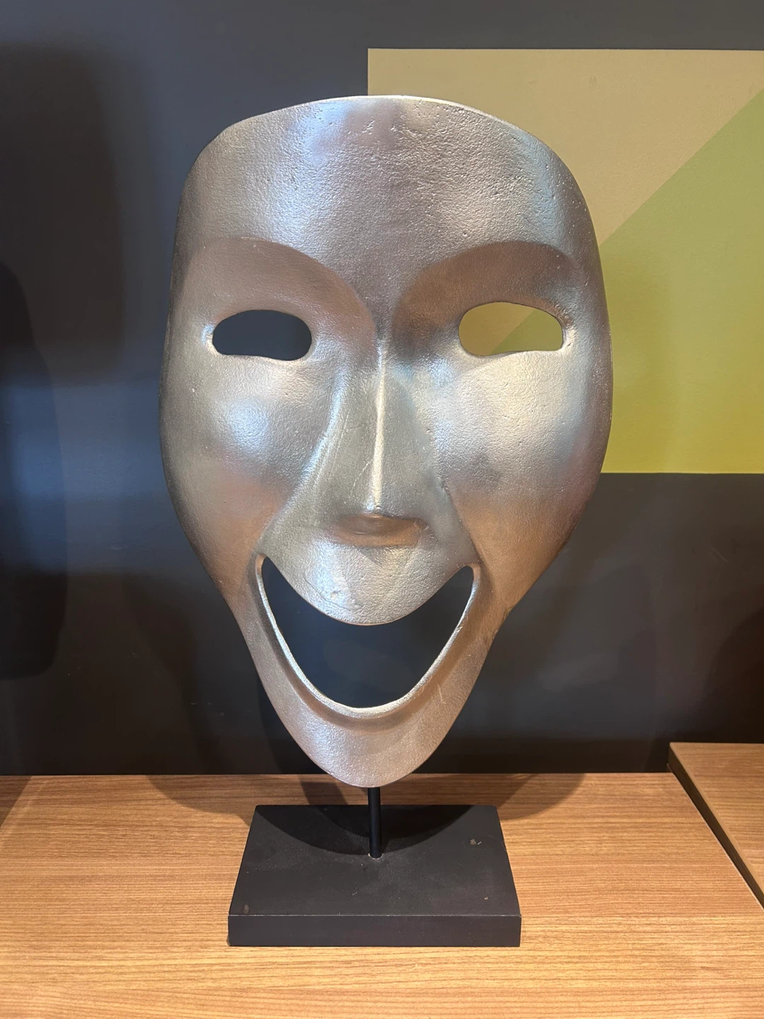 Silver Comedy Mask Display Piece