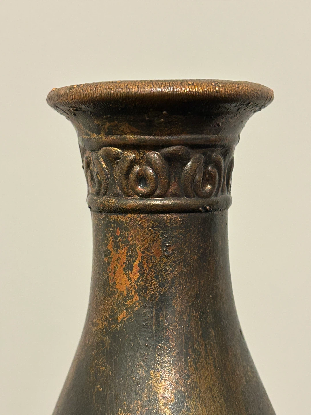 Vintage Neoclassical Copper Bud Vase - Greek Motif - photo 4