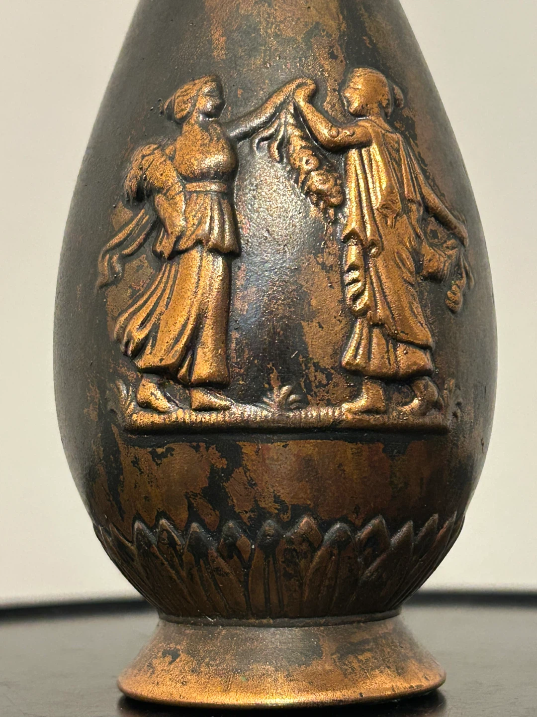 Vintage Neoclassical Copper Bud Vase - Greek Motif - photo 3