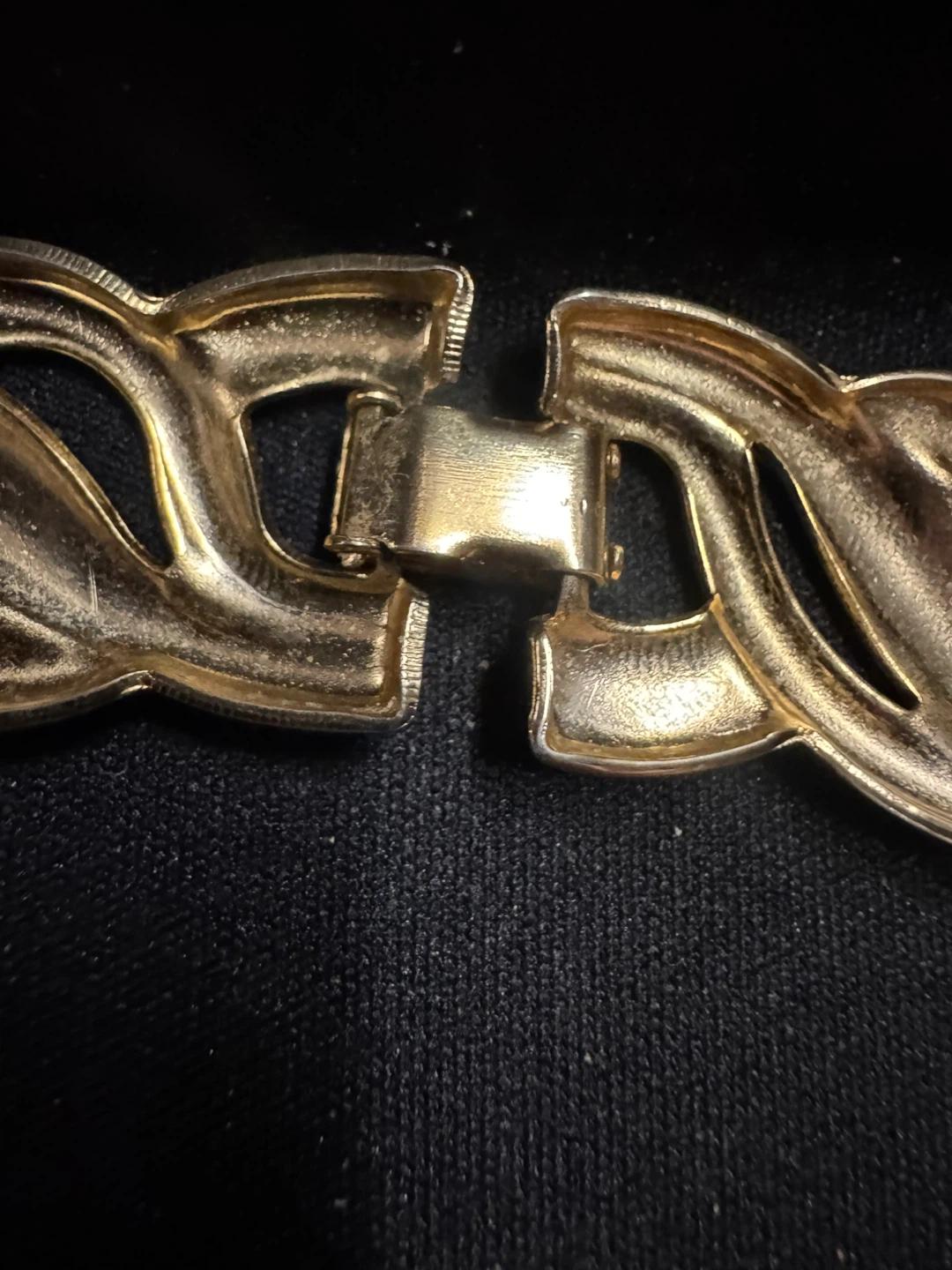 Vintage Gold Tone Panel Statement Necklace with foldover clasp - photo 3