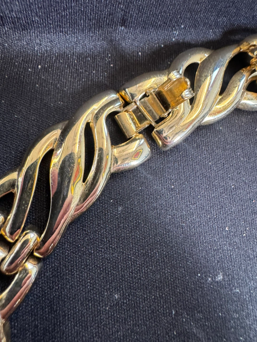 Vintage Gold Tone Panel Statement Necklace with foldover clasp - photo 5