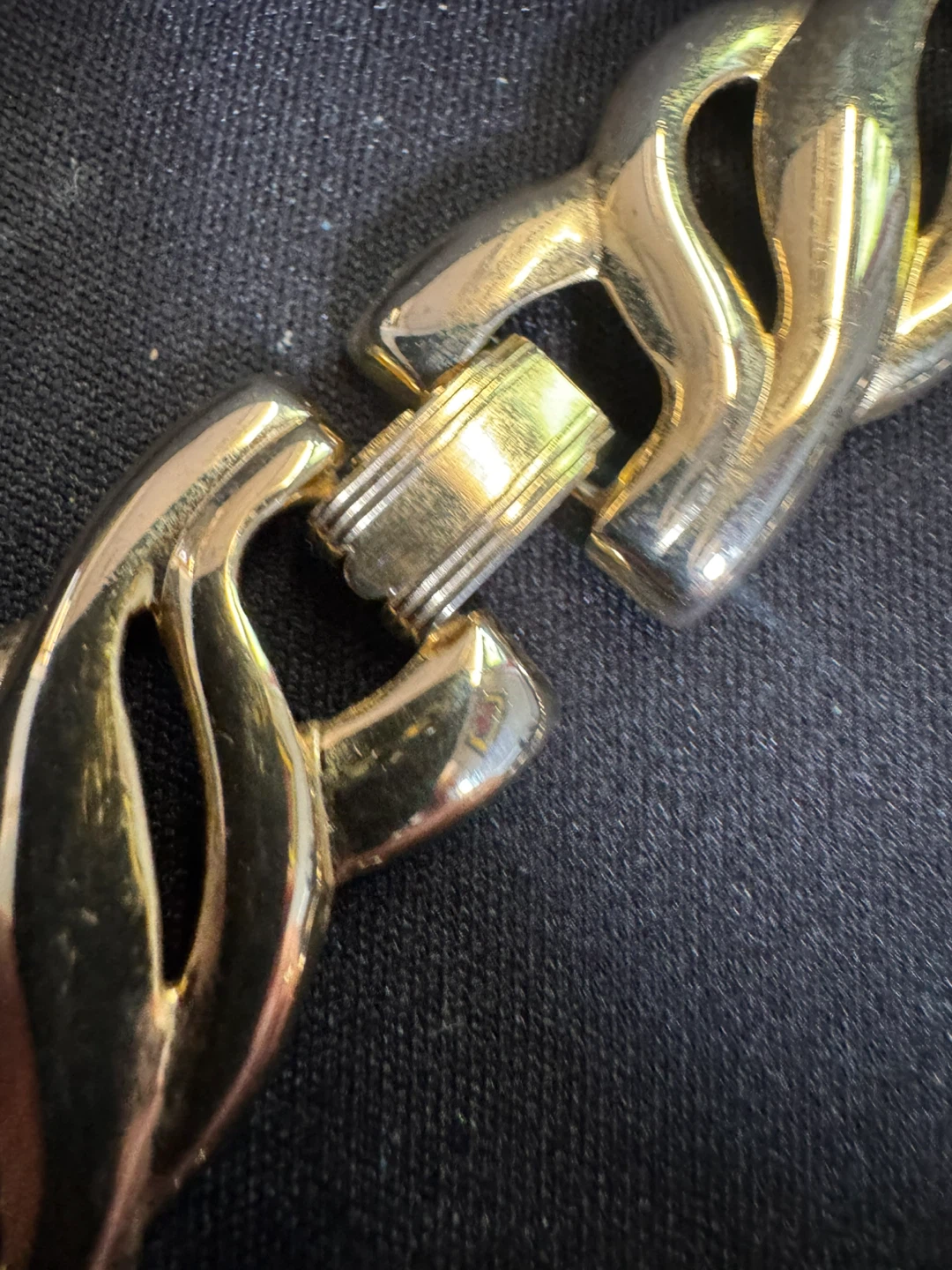 Vintage Gold Tone Panel Statement Necklace with foldover clasp - photo 4