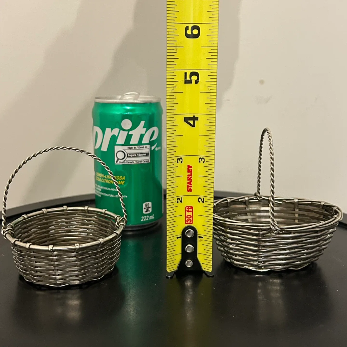 Set of 2 Vintage Miniature Woven Silver-Tone Wire Baskets - photo 2