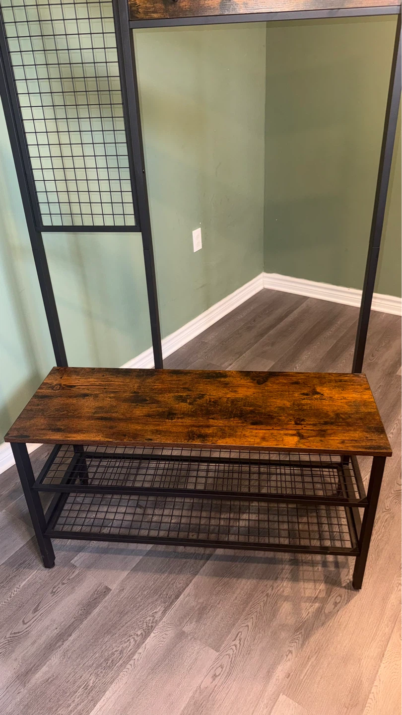 Industrial Hall Tree with Bench and Hooks - photo 3