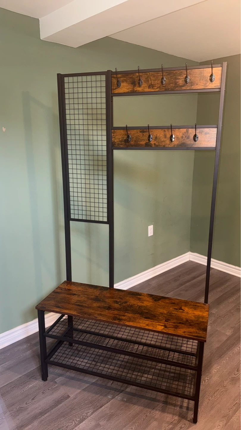 Industrial Hall Tree with Bench and Hooks - photo 4