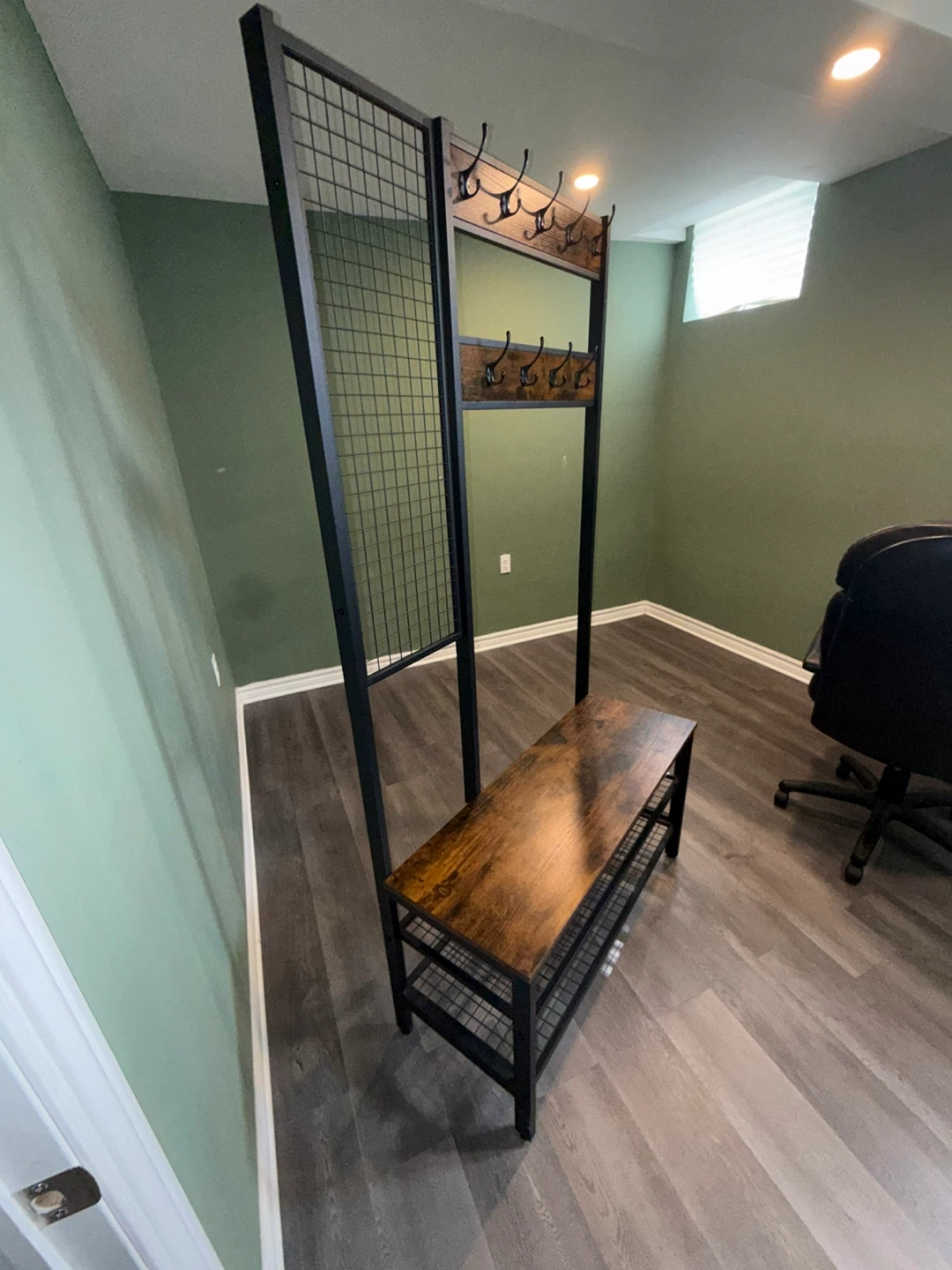 Industrial Hall Tree with Bench and Hooks