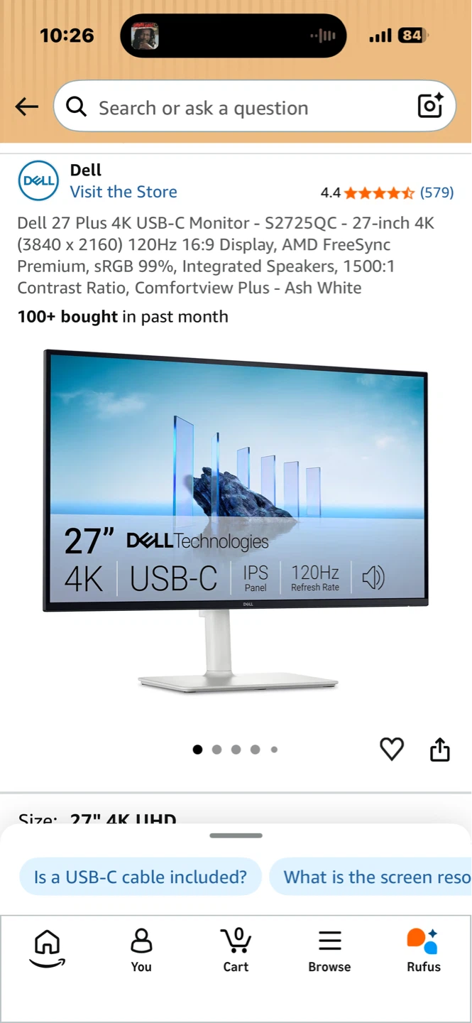 Dell 27 Plus 4K USB-C Monitor 120hz - photo 4