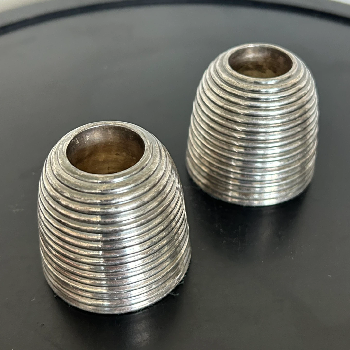 Vintage Mid-Century Modern Silver-Plated Beehive Candle Holders - photo 2