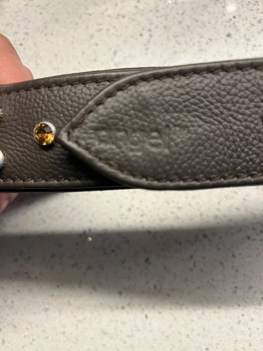 Large Angel Leather Dog Collar with rhinestones Studs - photo 5