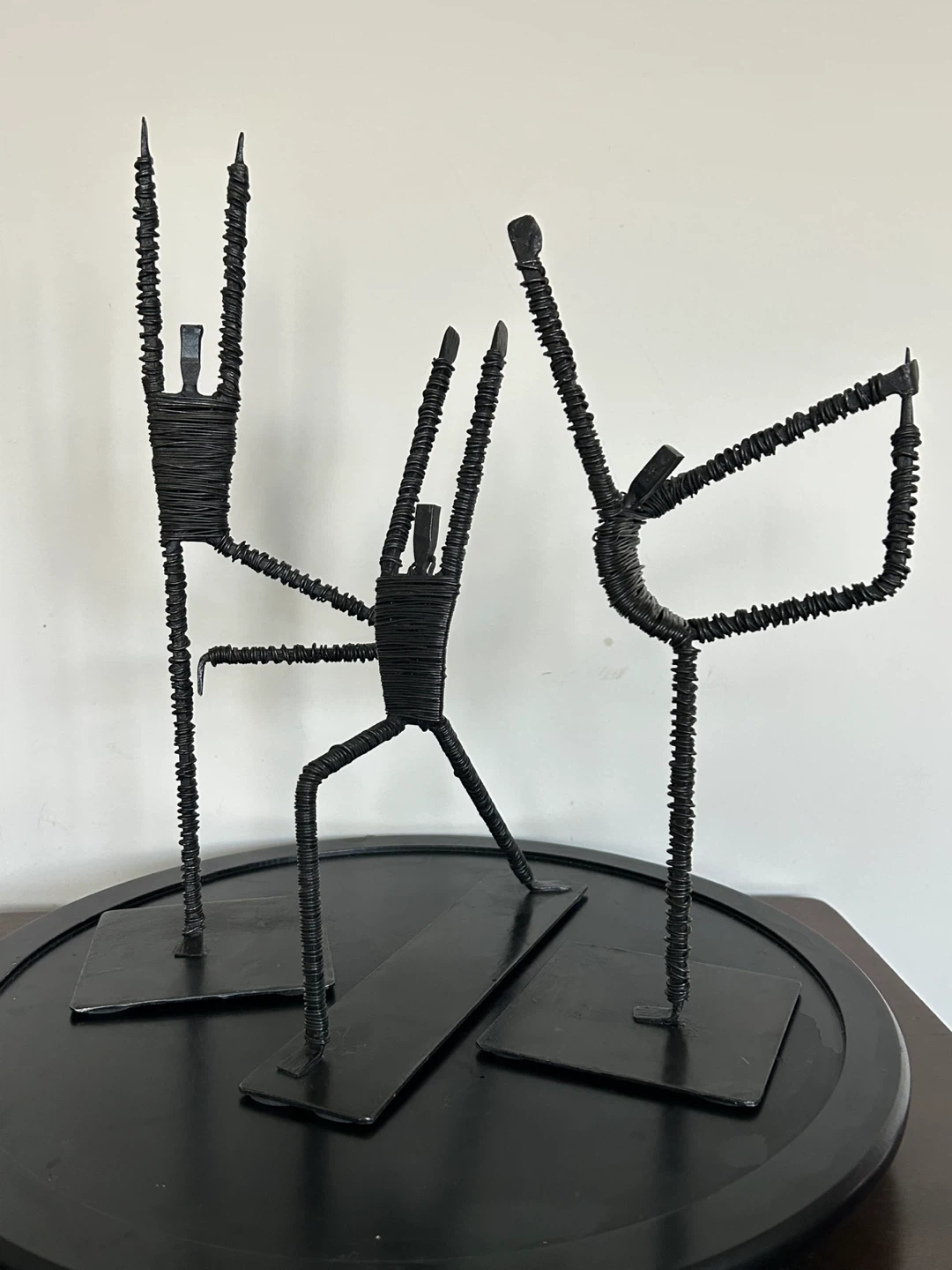 Vintage Brutalist MCM Wire Gymnast Sculptures – Set of 3