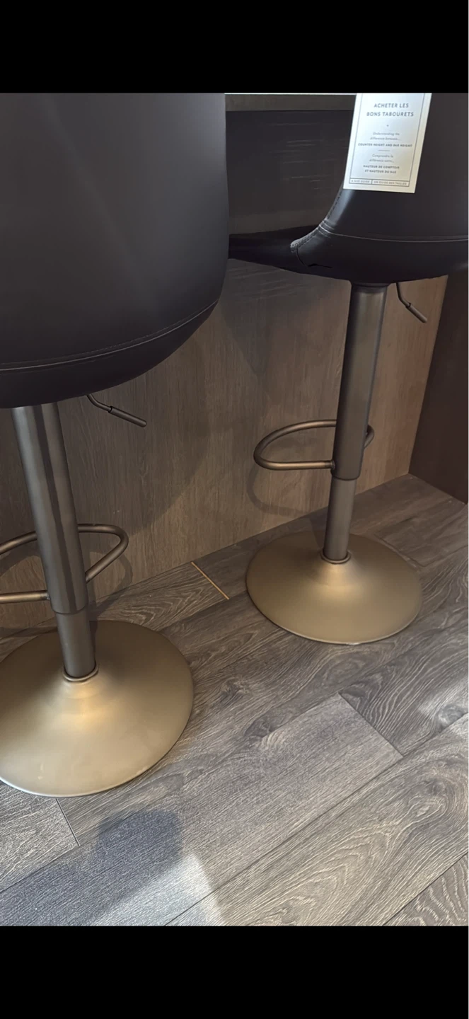 Adjustable black leather Bar Stools (Set of 2)
