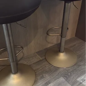 Adjustable black leather Bar Stools (Set of 2)