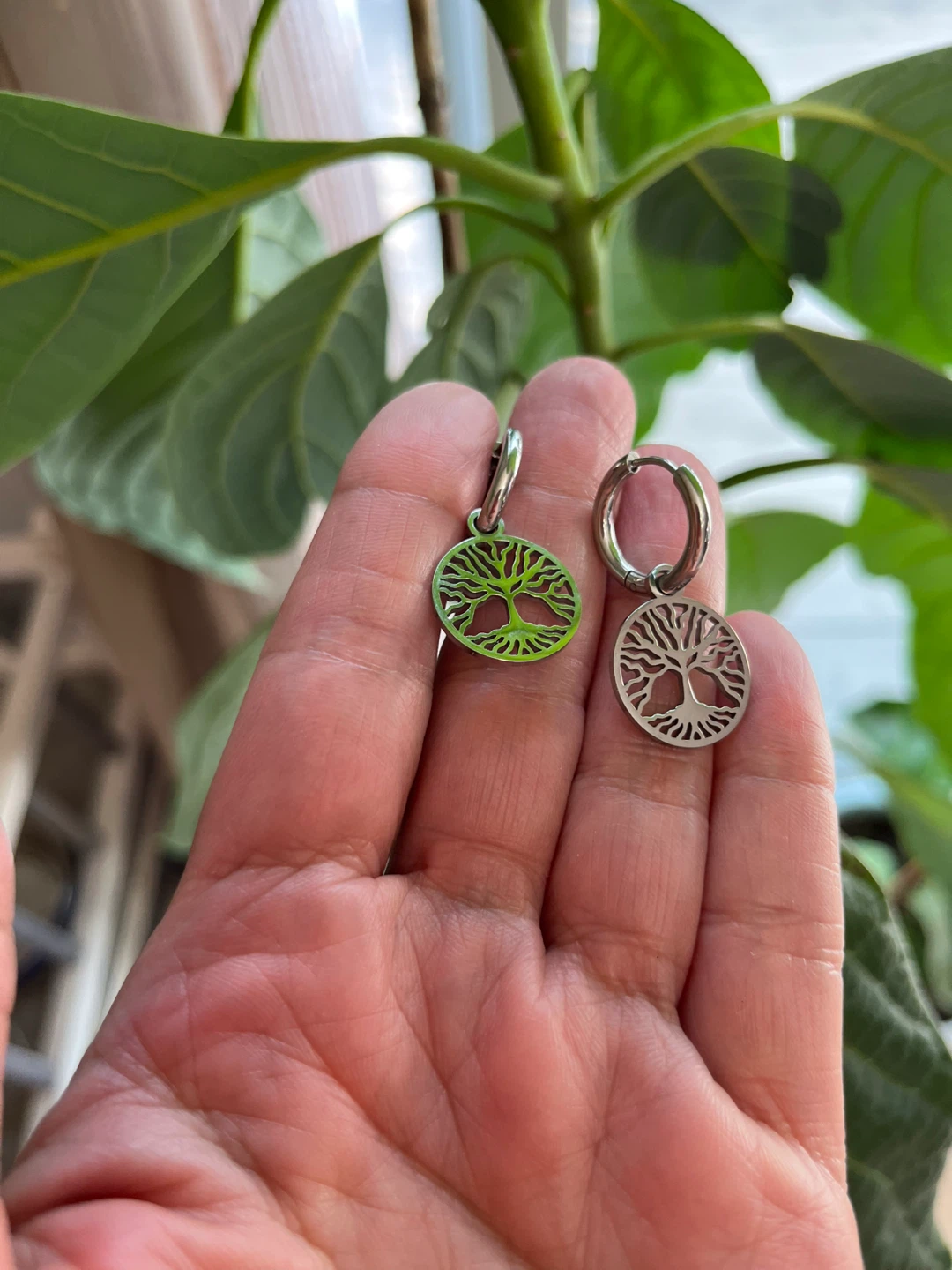 Tree of Life Hoop Earrings. Stainless steel - photo 4