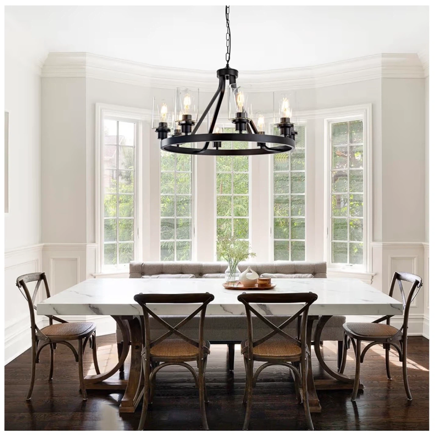 Black 8-Light Chandelier with Glass Shades - photo 5
