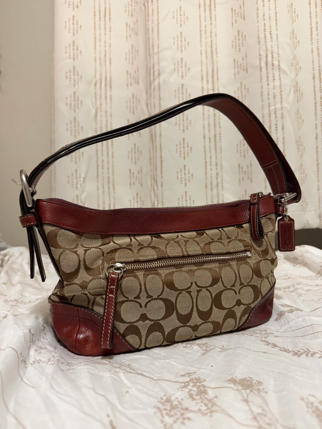 Rare❤️ Vintage Coach Signature Canvas Shoulder Bag
