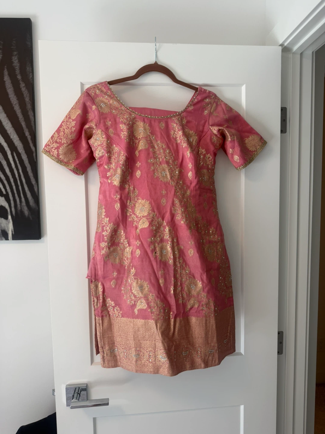 Pink Salwar kameez with Gold Embroidery