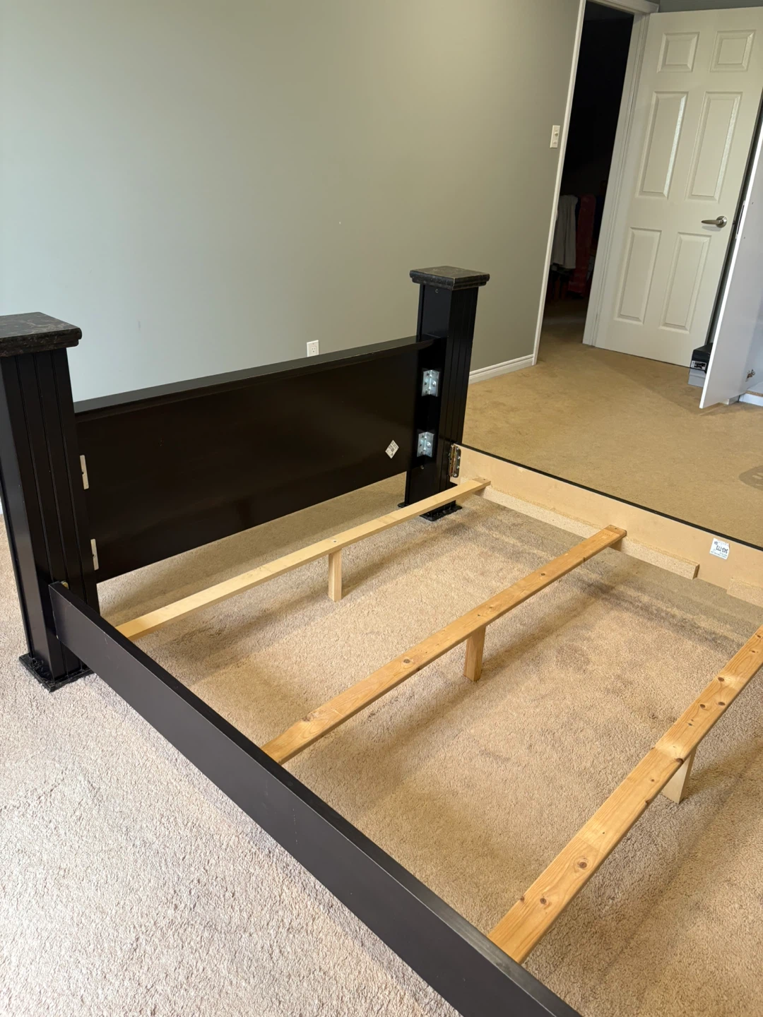 Dark Wood Bed Frame with Gold Accents and Matching Dresser - photo 2