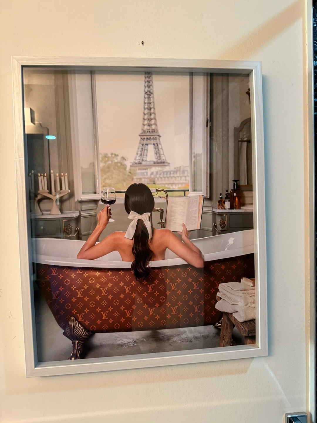 Framed Artwork - "Paris Bath" with LV Pattern Tub