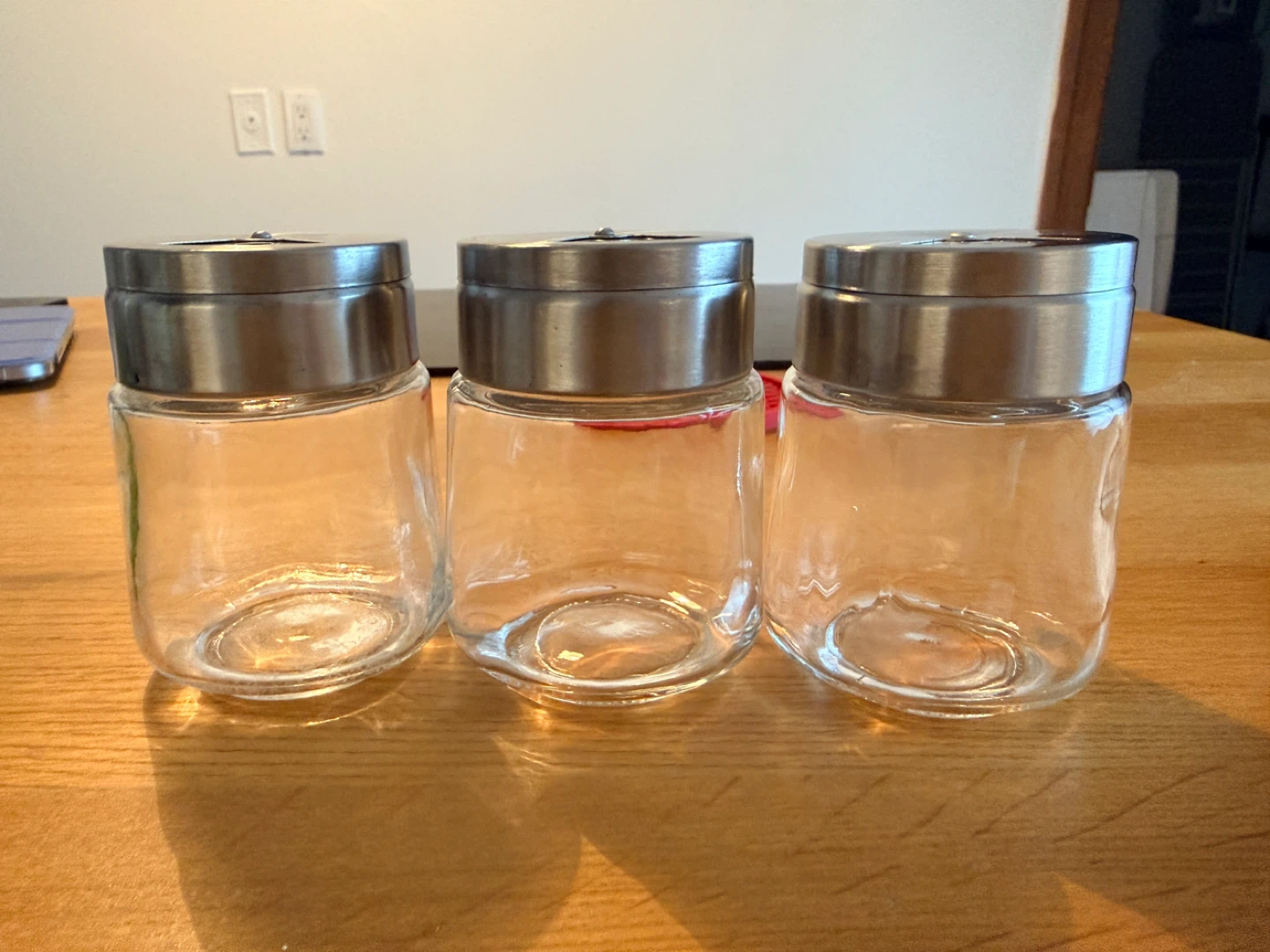 Set of 3 Glass Spice Jars
