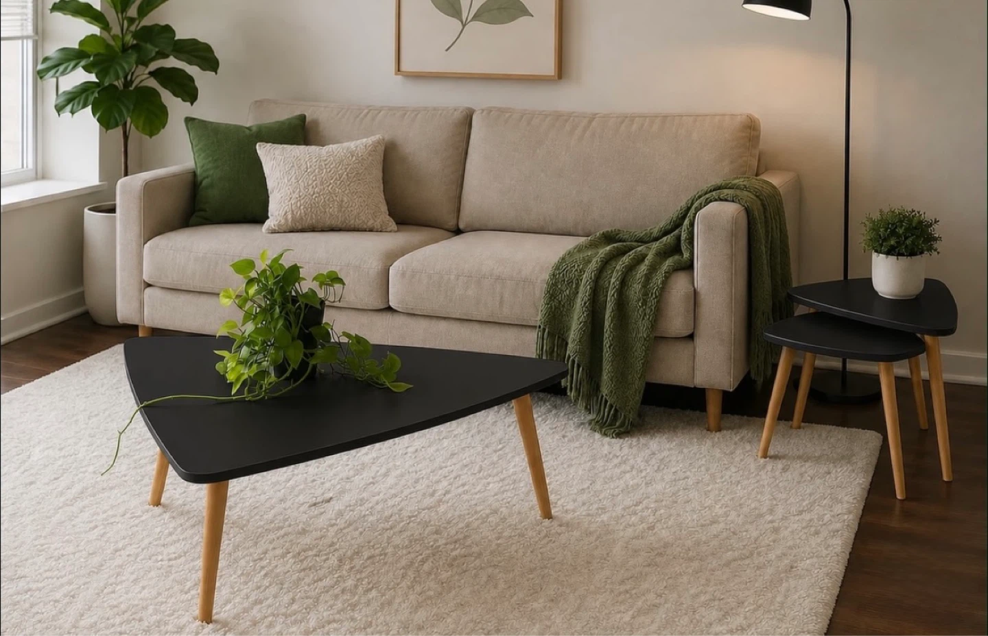 Set of 3 Black Nesting Side Tables - photo 3
