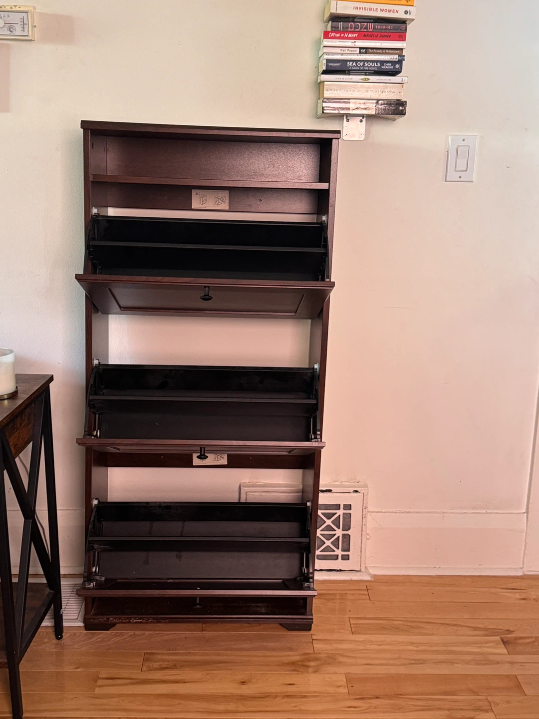 Dark Wood 3-Tier Shoe Cabinet - photo 2