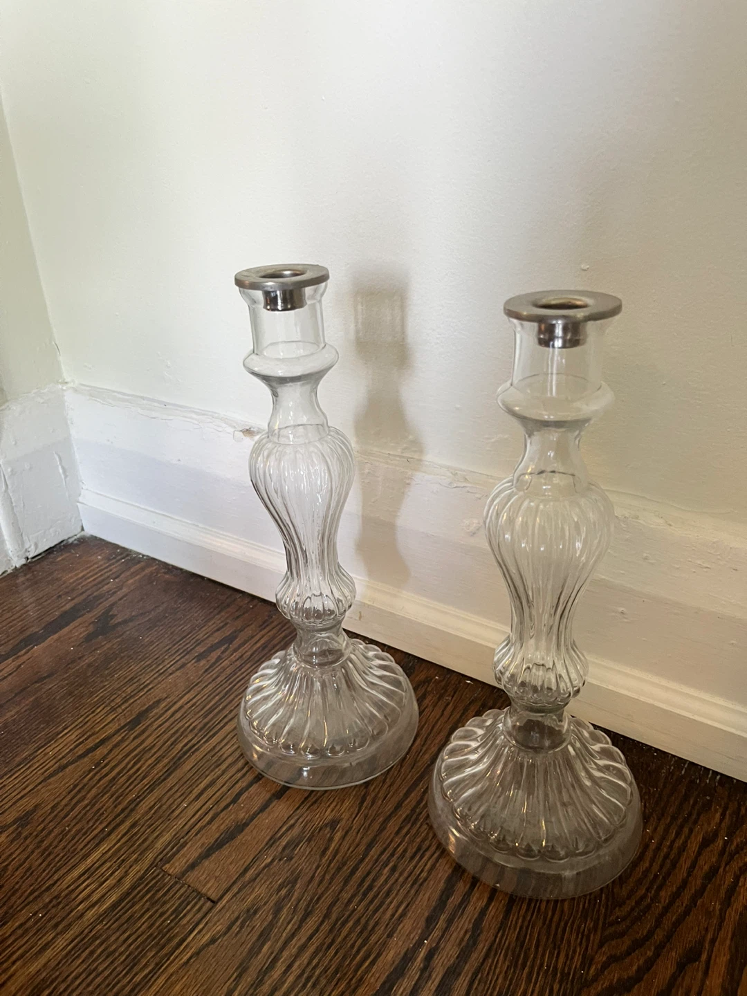 Pair of Glass Candlesticks