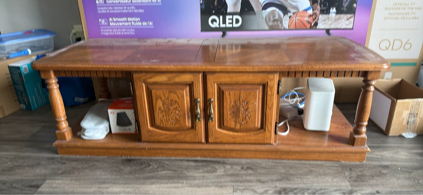 Wooden Coffee Table with Cabinet - photo 2