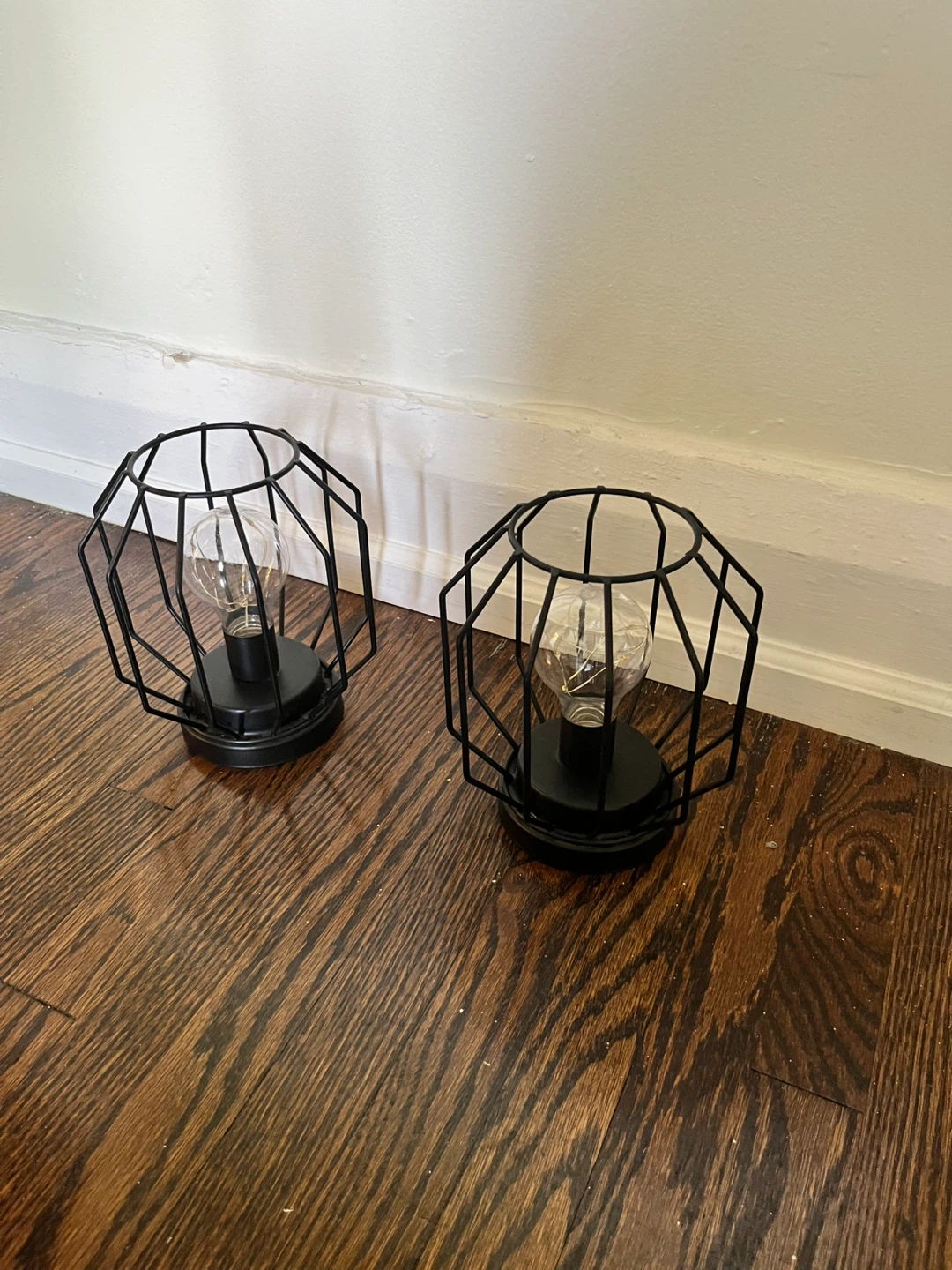 Set of 2 Black Metal Cage Table Lamps