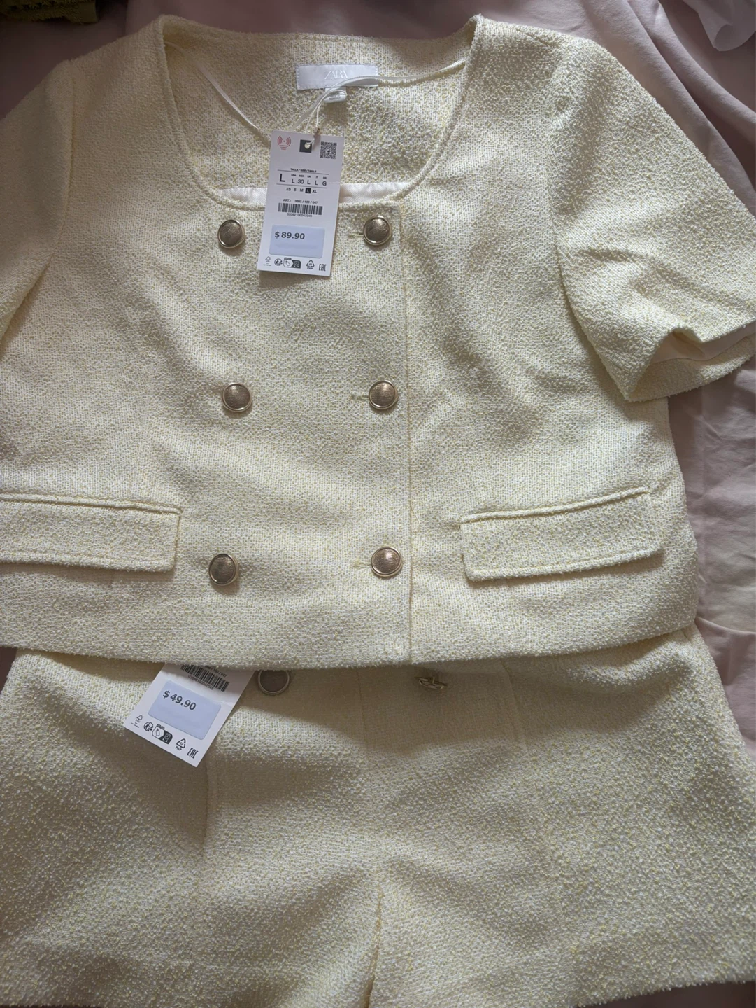 ZARA Tweed Cropped Jacket & Shorts Set
