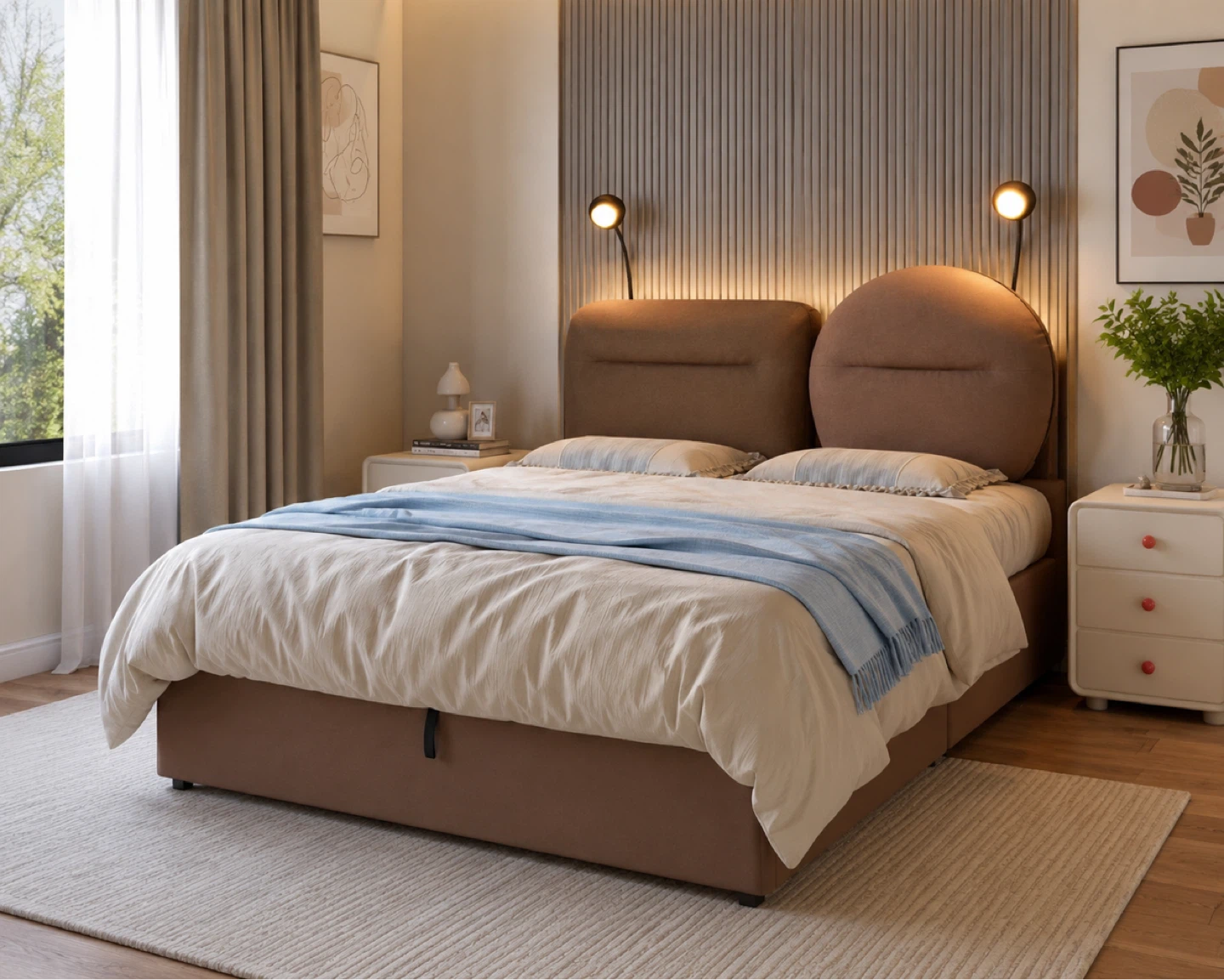 Full Size Bed Frame with Headboard Lights