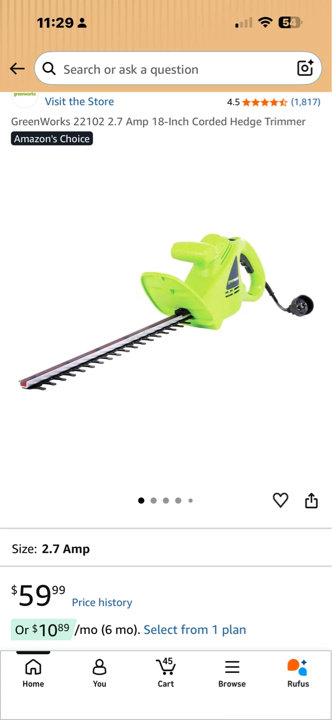 Greenworks 18-Inch Corded Hedge Trimmer